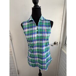 Polo Golf Ralph Lauren Plaid Tailored Fit Sleeveless Polo small coastal layered